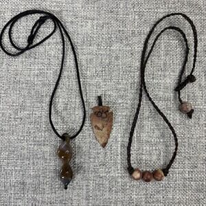 Handmade Earthy Jewelry Arrowhead Pendant Twisted Glass Stone Bead Necklace Lot